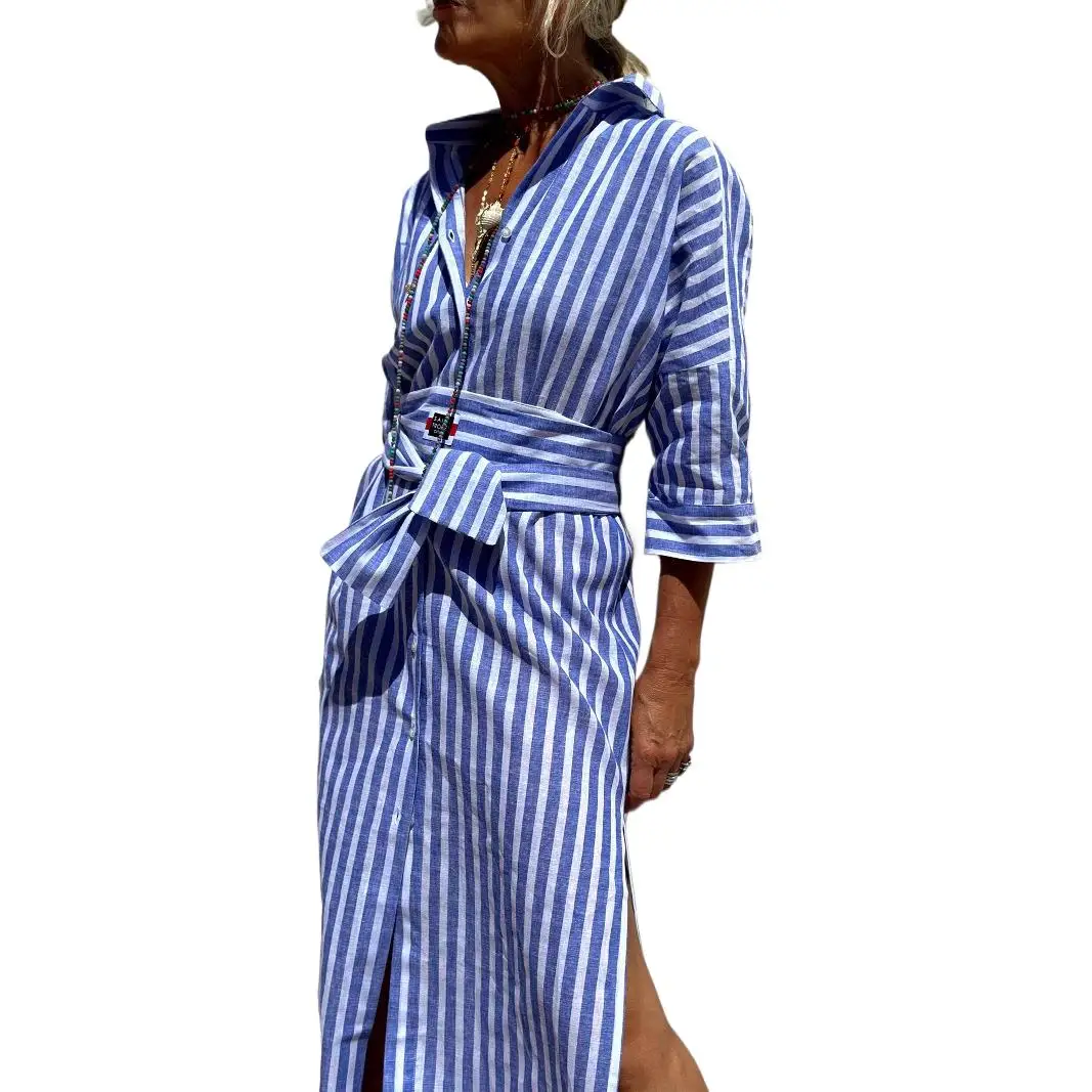 Women Striped Asymmetrical Maxi Dress for Party