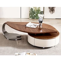 Table basse d'appoint en bois massif, multifonction, personnalisée, créative, Unique, feuille de forme spéciale, moderne, meubles de luxe en noyer, pour salon 6