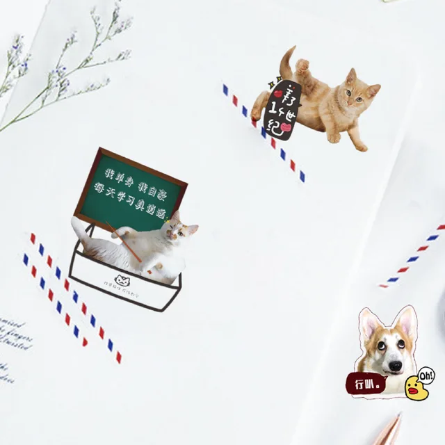 귀여운 감성 애완견 고양이 장식 문구 스티커로 생활에 활기를 불어넣으세요