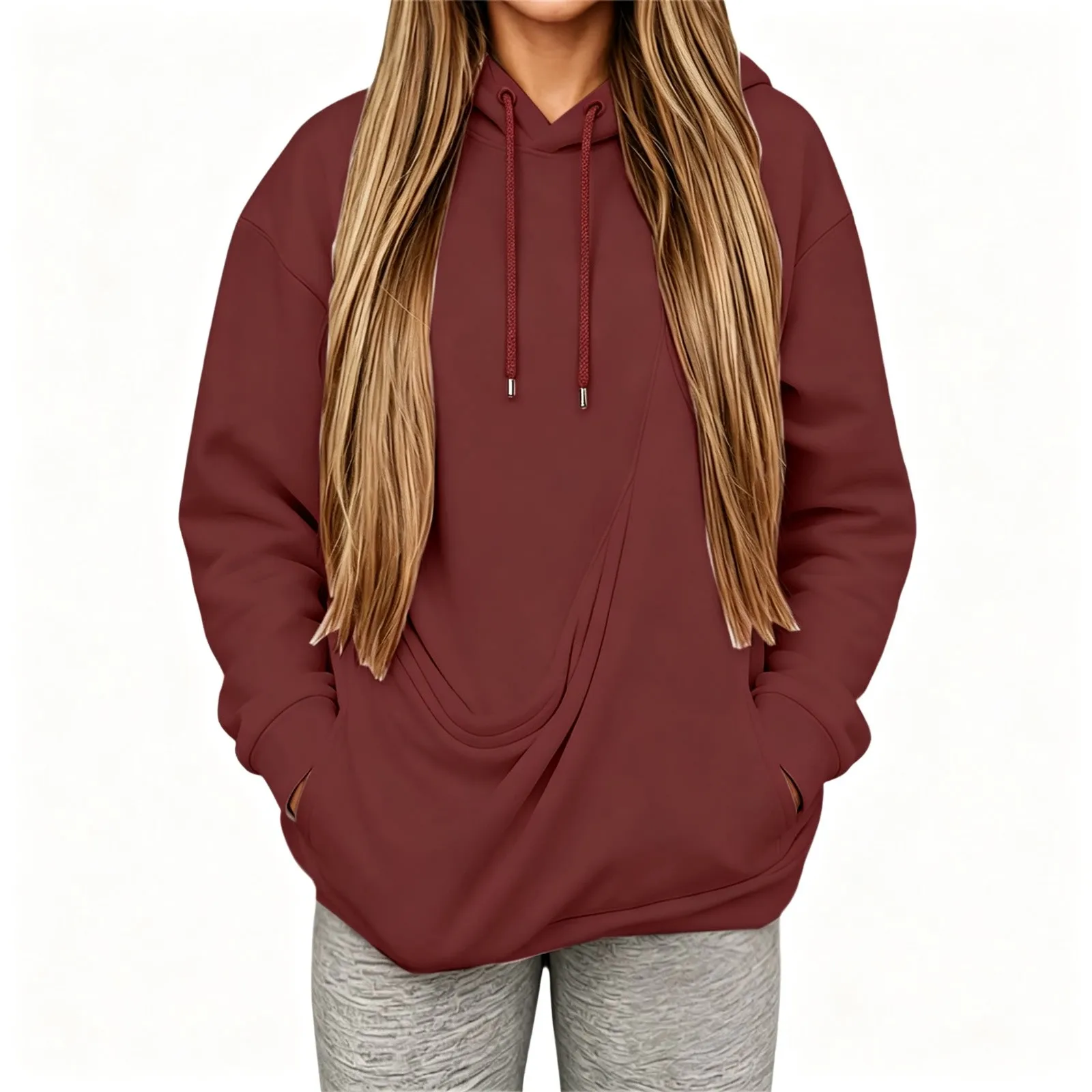 Unisex Fall And Winter Casual Solid Color Portable Pet Pouch Hoodie Funny Pullover Thin Tunic Hoodie