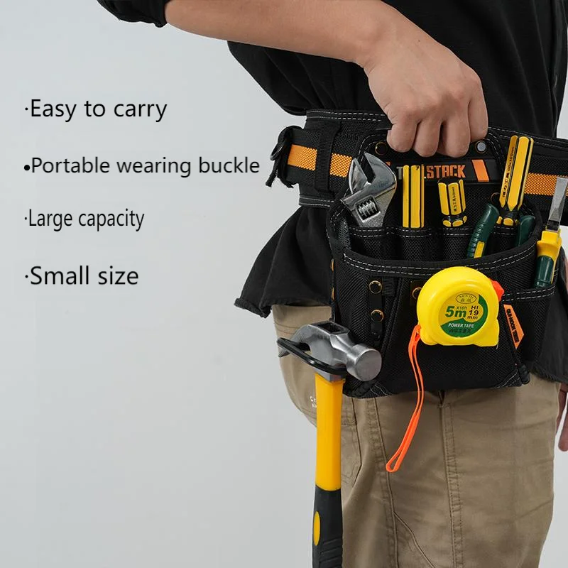 Compact Durable Oxford Tool Bag with Quick-Hook Storage Pouch for Carpenters