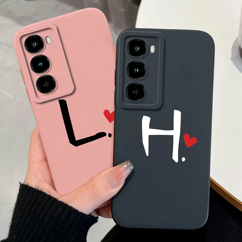 Cute Couple Letters Pattern Lens Protection Soft Silicone Advanced Anti-Fall Fingerprint Resistant Phone Case