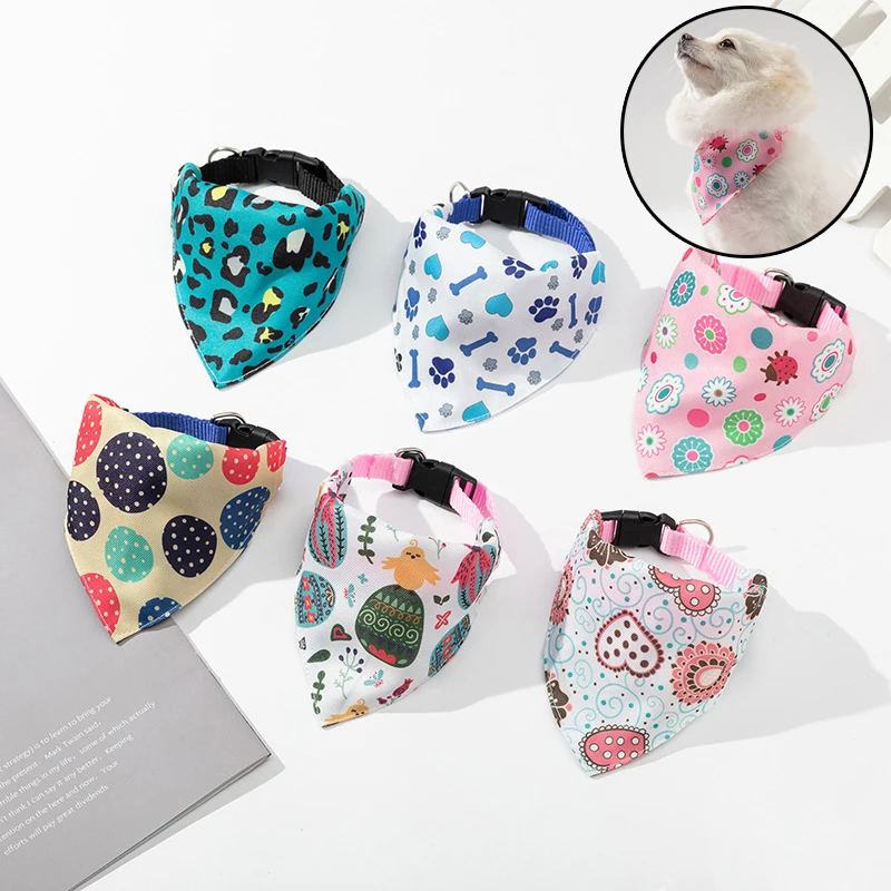 Cat Scarf Dog Bib Saliva Towel Pet Collar Pet Bibs Cat Saliva Towel Adjustable Fruit Cat Triangle Scarf  Puppy Neckerchief