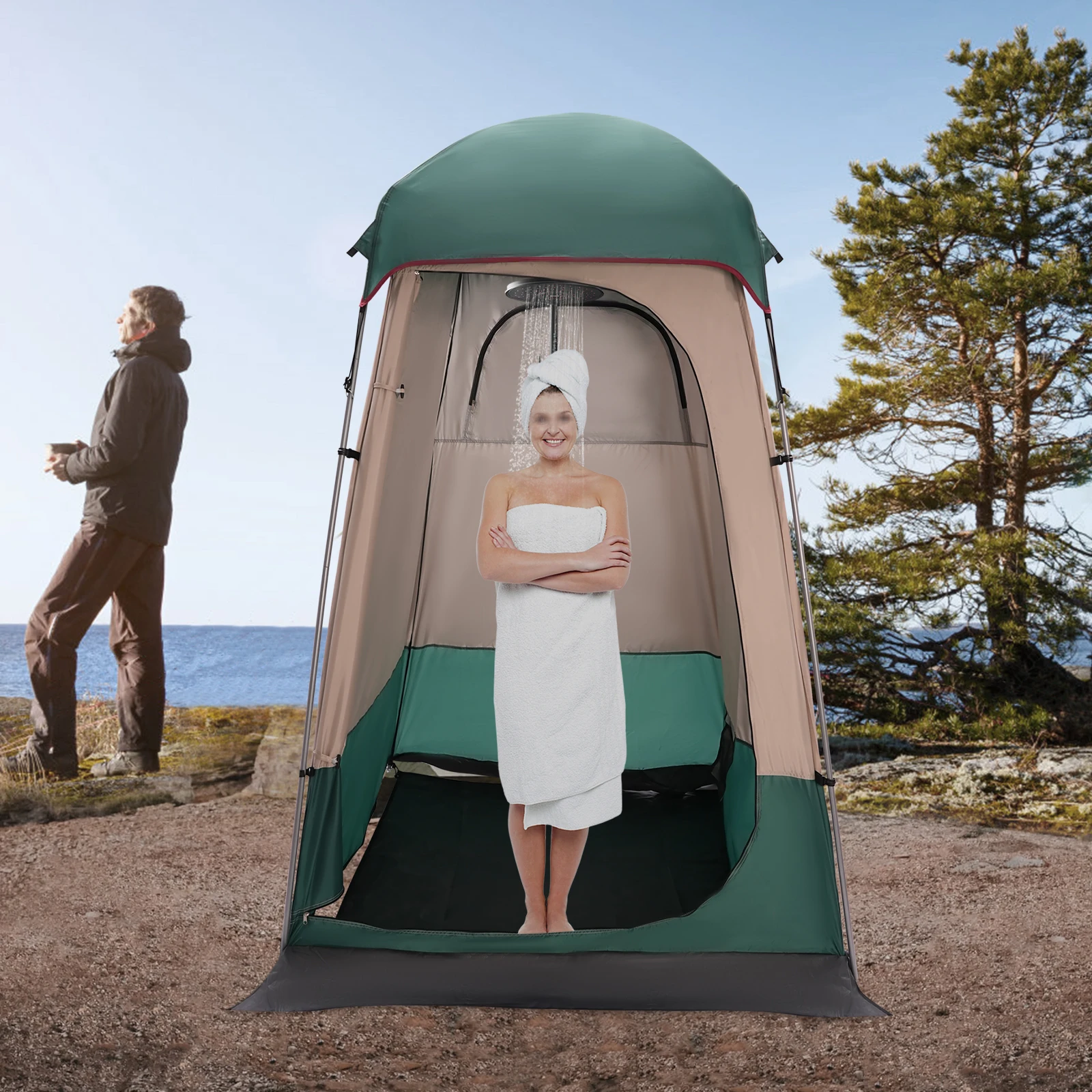 160cm Portable Outdoor Privacy Shower Tent Waterproof Camping Privacy Shelter Portable Toilet Tent for 1 people Shower Hiking