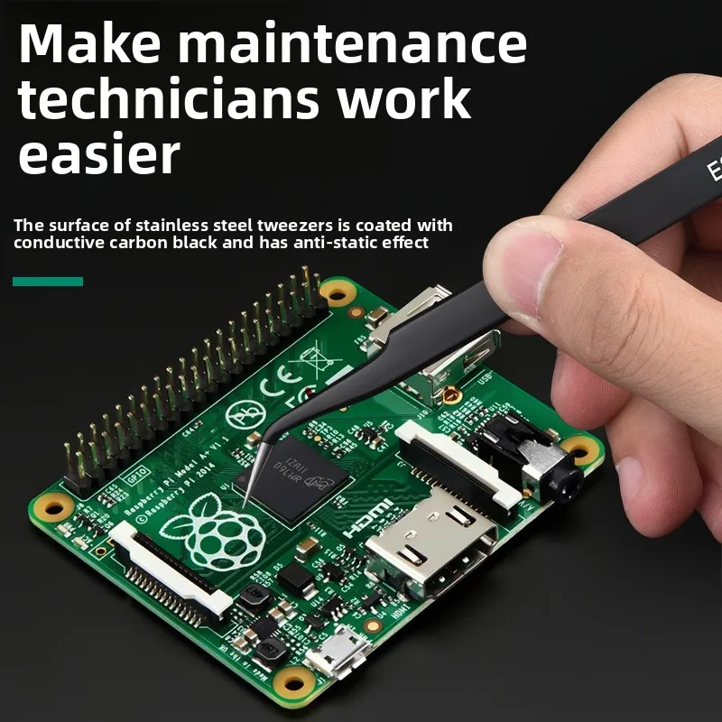 6 Piece Sets Stainless Steel Tweezers Anti Static Elbows & Pointed Ends Clamp Bird's Nest Picking Hair Dismantling Repair Tools