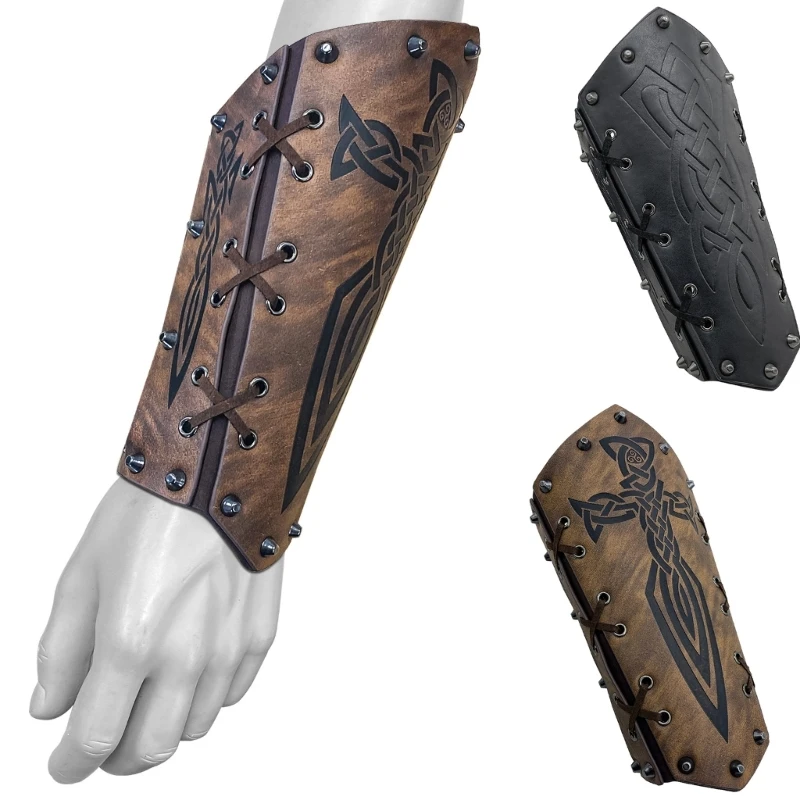 

Medieval Gauntlet Wristband Steampunk Arm Guard Cosplay Knight Embossed Bracers Role Play Stage Prop Arm Protector
