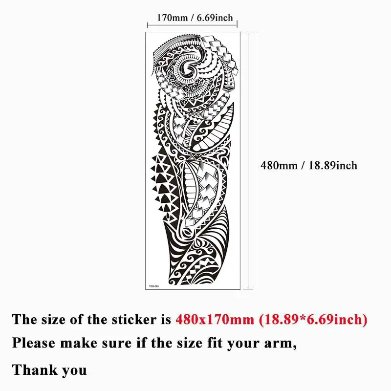 Temporary Tattoos Men's Temporary Tattoos Large Arm Sleeve Tattoo Sticker Dragon Tiger Fish Full Skull Totem Wolf Waterproof Fake Tatoo For Women