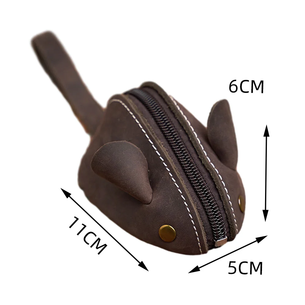 Genuine Leather Coin Purse key case key purse Creative Cute Mouse Storage Bag Trend Zipper Pocket MenWomen Portable Wallets Children's Key Bags