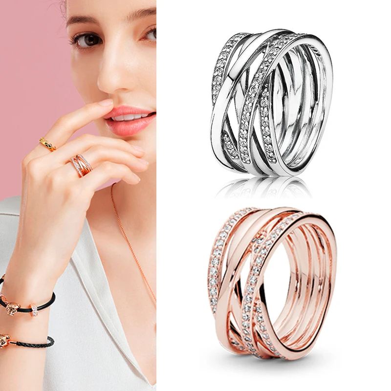

100% 925 кольцо Silver Pan Ring Creative Cut Out Rose Gold Pan Ring For Women Wedding Party Gift Fashion Jewelry