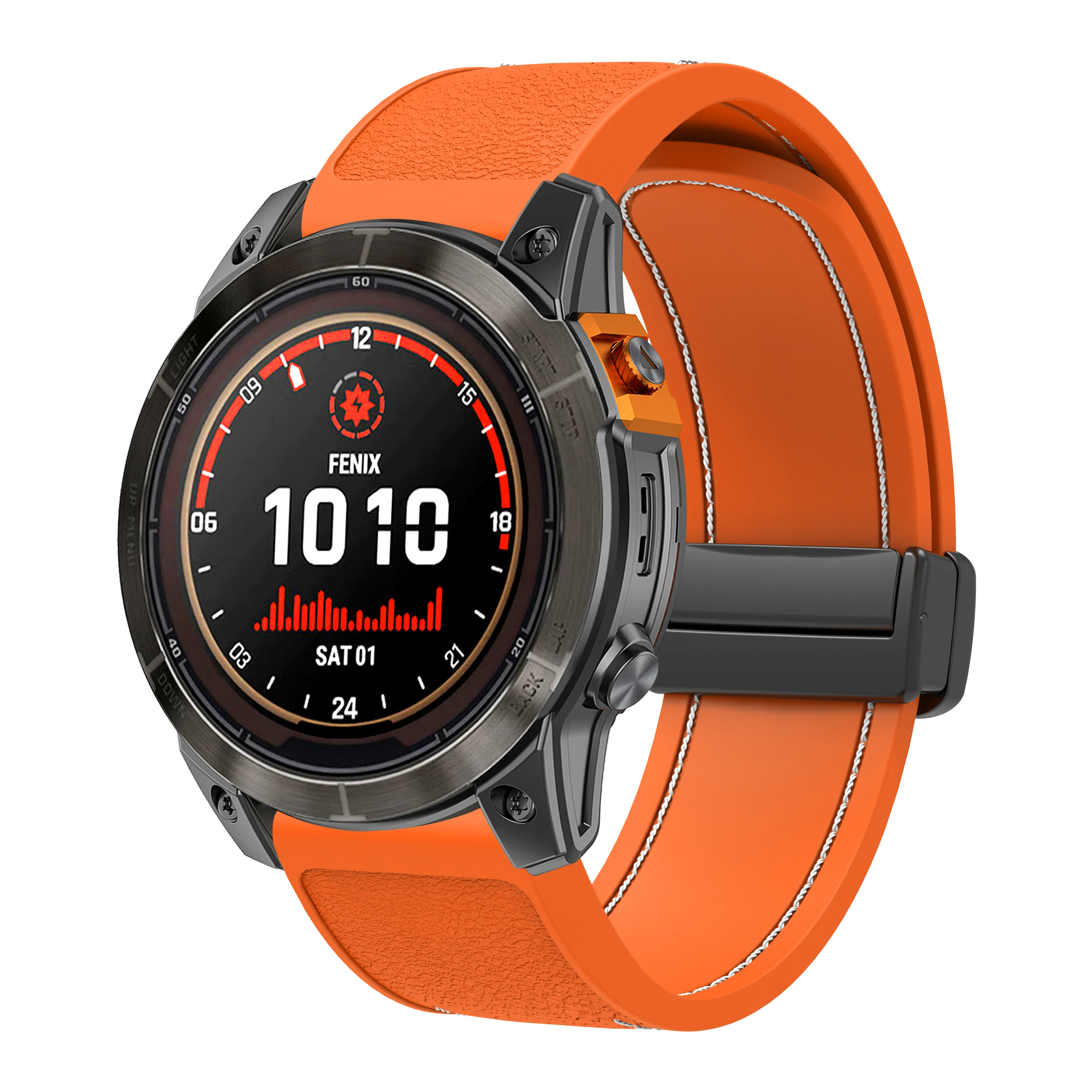 Folding Magnetic Silicone Watch Strap with Quick-Release Stitching Design