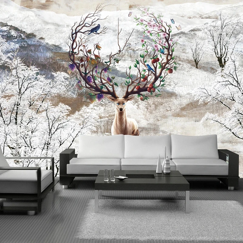 

Custom Photo Wall Murals Beautiful Dream Forest Elk Art Large Wallpaper Living Room Bedroom Restaurant Background Home Decor
