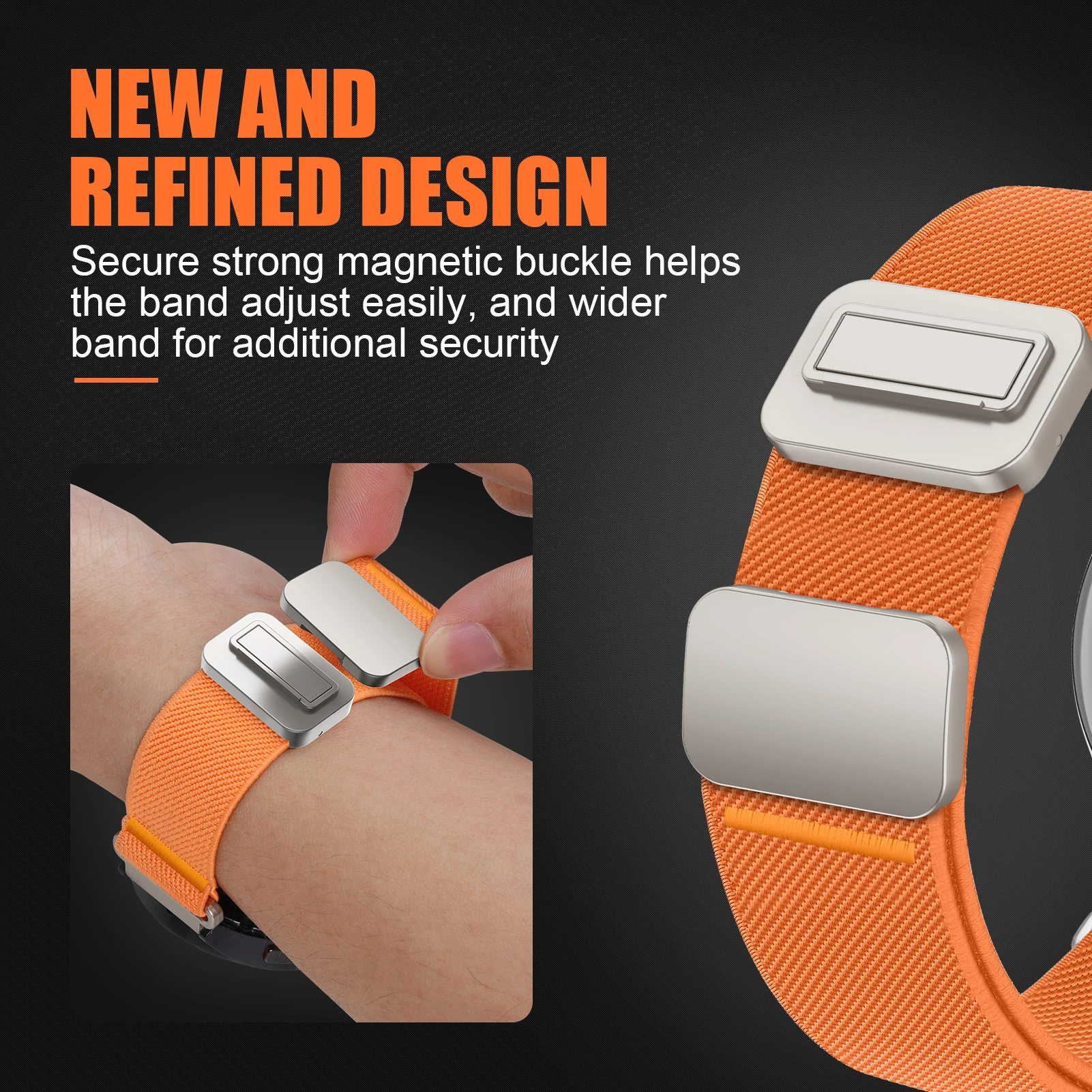 Magnetic Nylon Bracelet Watch Strap for Smartwatches (20mm/22mm)