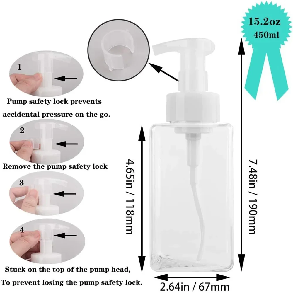 450ml foam soap dispenser refillable foam liquid hand soap empty plastic pump bottle container 1pc