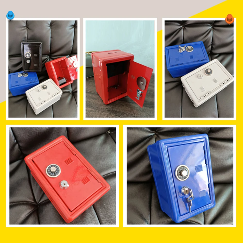 Safe Box Piggy Bank Coin Bank Wooden Piggy Bank Wooden Money Box 1PC Metal Safe Box Iron Piggy Bank Cabinet 18x12x10 CM