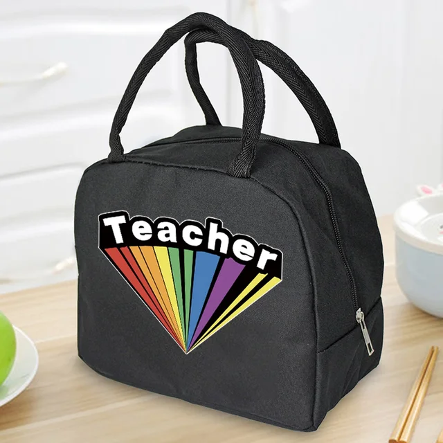 Insulated Lunch Bag  Zipper Cooler Tote Thermal Bag Lunch Box  Canvas Food Picnic Lunch Bags for Work Handbag Teacher Pattern 4Teacher014