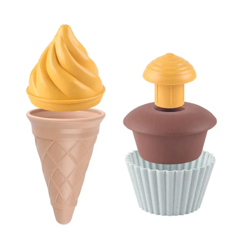 Children DIY Simulation Ice Cream Model Kitchen Toy Safe Plastic Wheat Straw Cake Food Model Play Sand Making Summer Beach Toys 4