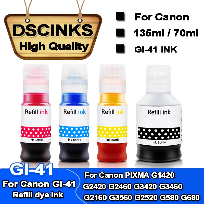 Dye Ink Kit Ink Refill Kit Dye Ink Refill Inkjet Printer Ink Ink Cartridge Refill Kit Ink Refill Inkjet Printer Refill Tool GI-41 GI 41 Refill dye Ink for Canon PIXMA G1420 G2420 G2460 G3420 G3460 printer Canon GI-41 Dye ink