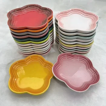 14cm Plum Blossom Small Plate Sauce Plates French Cool Color Cake Dish Gradual Spit Bone Dishs Tableware Ceramic Dessert 1