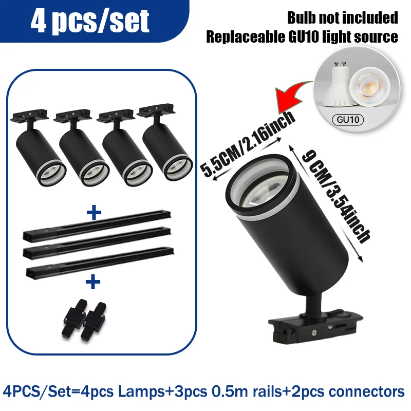 4 lights set black