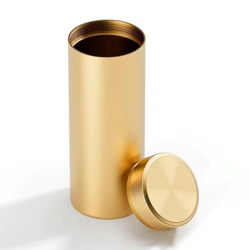 Portable Sealed Jar Travel Moisture-proof Solid Color Nut Candy Food Storage Container Tea Can Metal Box Stainless Steel