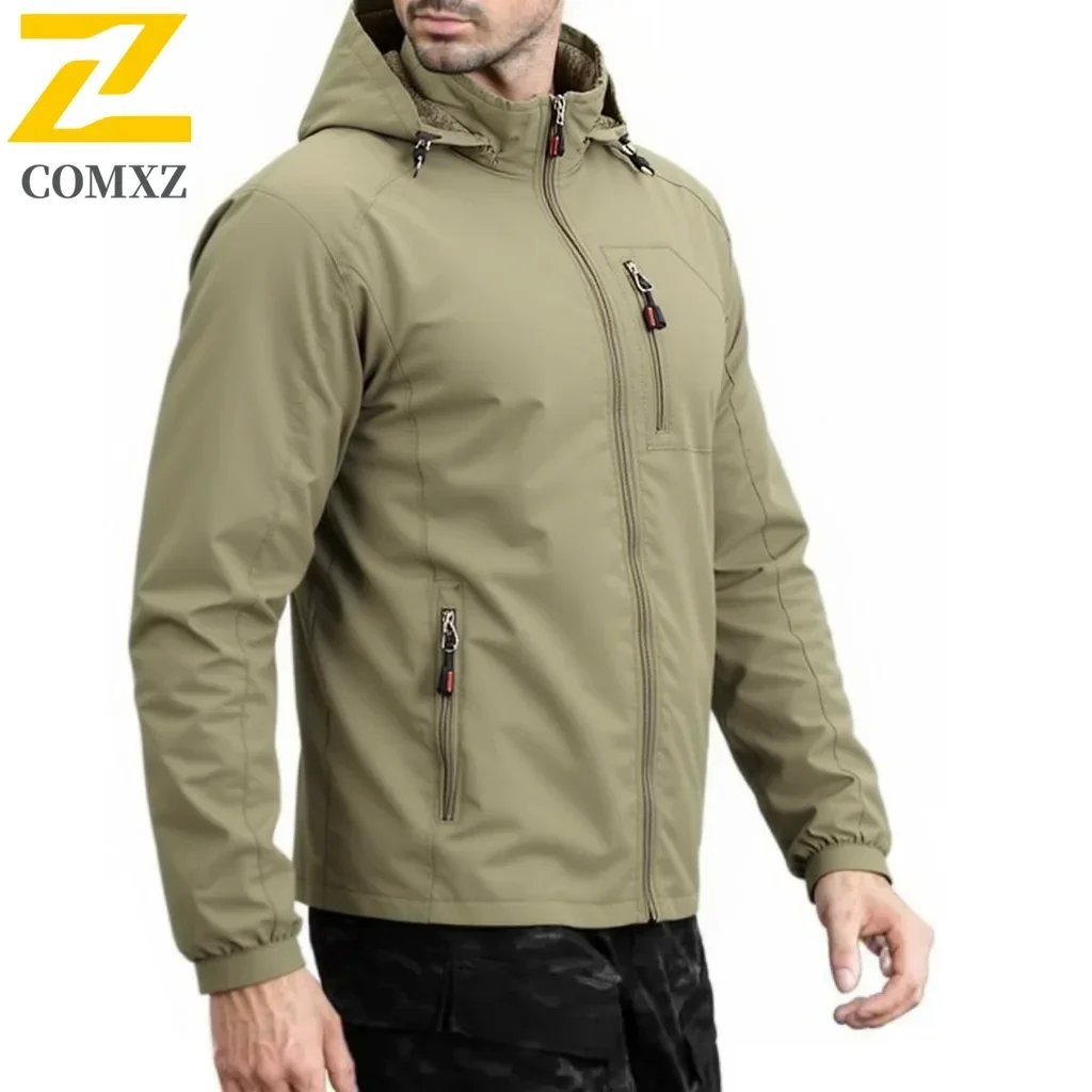 EiAO Men Lightweight Windbreaker Jacket Spring Autumn Outdoor Casual Workwear Coat Multi Pocket Windproof Loose Fit Large Size