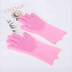Pet Grooming & Bathing Silicone Gloves for Hair Removal and Cleaning (Pink)