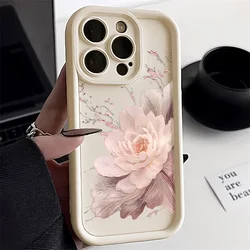 Chic Floral Shockproof Phone Case - Anti-Drop Protective Cover for iPhone 15 Pro Max (White DJ97)