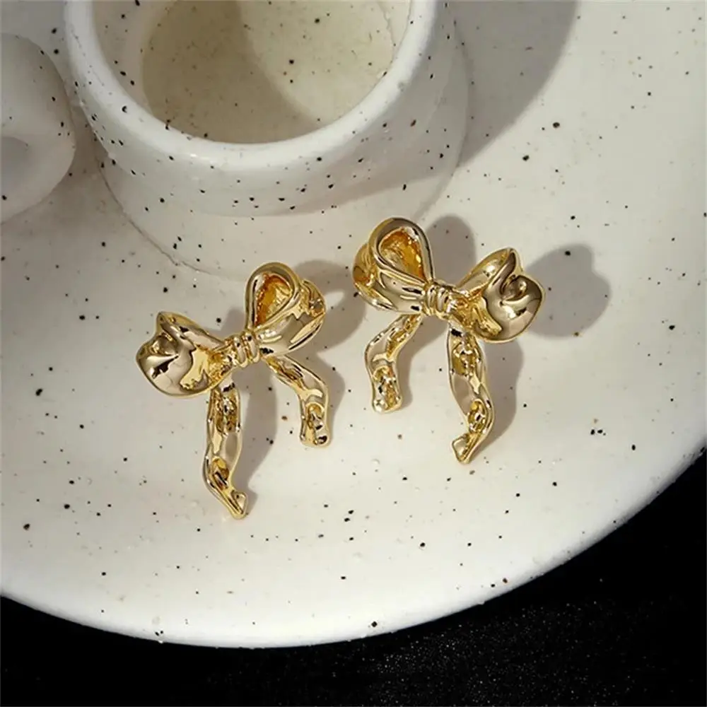 Gold Plated Waterproof PVD Round Tube C-Shaped Hoop Earrings Earclips Bowknot Heart Hemispheres Studs Zircon Female Chic Jewelry