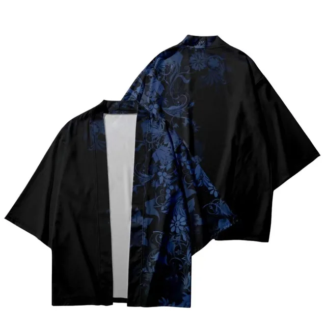 Anime Black Kimono Jumpsuit Haori Men Women Inari Fox Printed