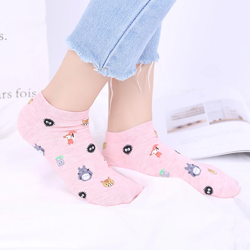 Anime Cartoon Socks Cosplay Cute Animal Invisible Boat Socks Anime Pattern Ladies 5 Pairs