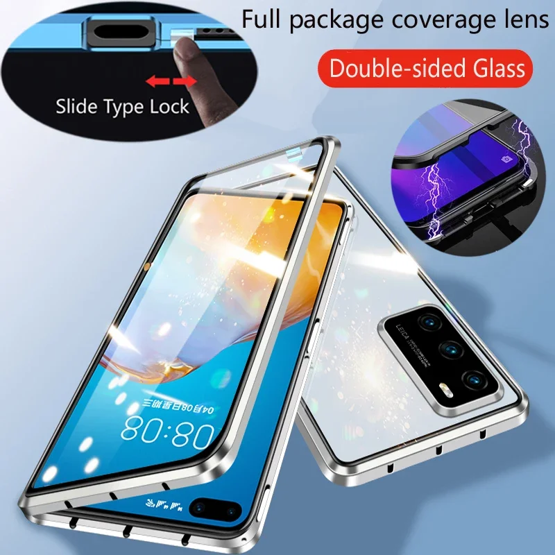 360° Metal Magnetic Phone Case with Double-Sided Glass Front and Back Cover