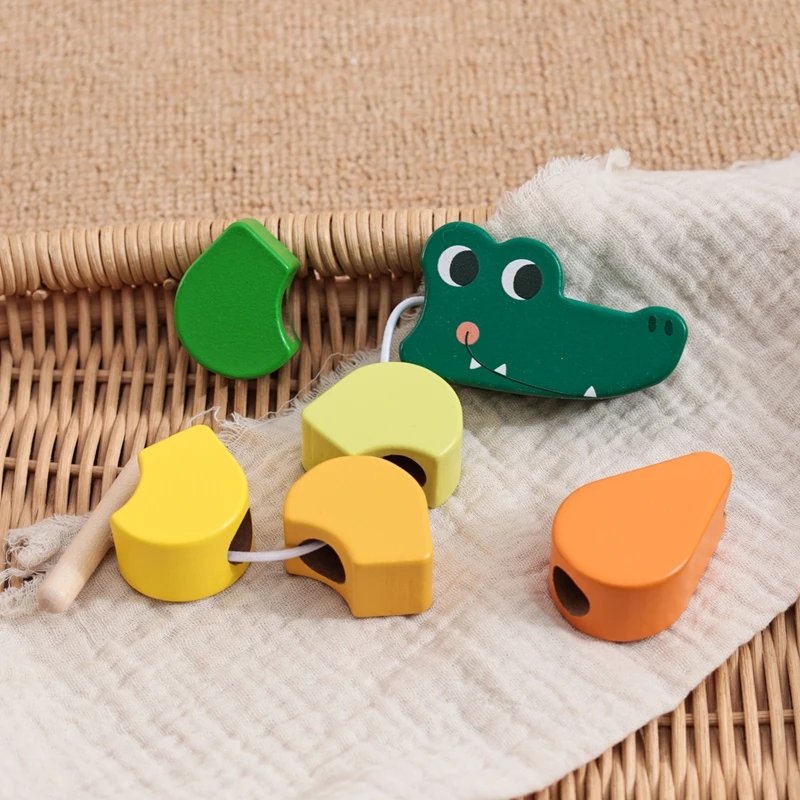 Holz Grundlegende Threading Spielzeug Baby DIY Spielzeug Pädagogisches Montessori Perlen Spielzeug Frühen Kindheit Feinmotorik Entwicklung Geschenke – Detail 7