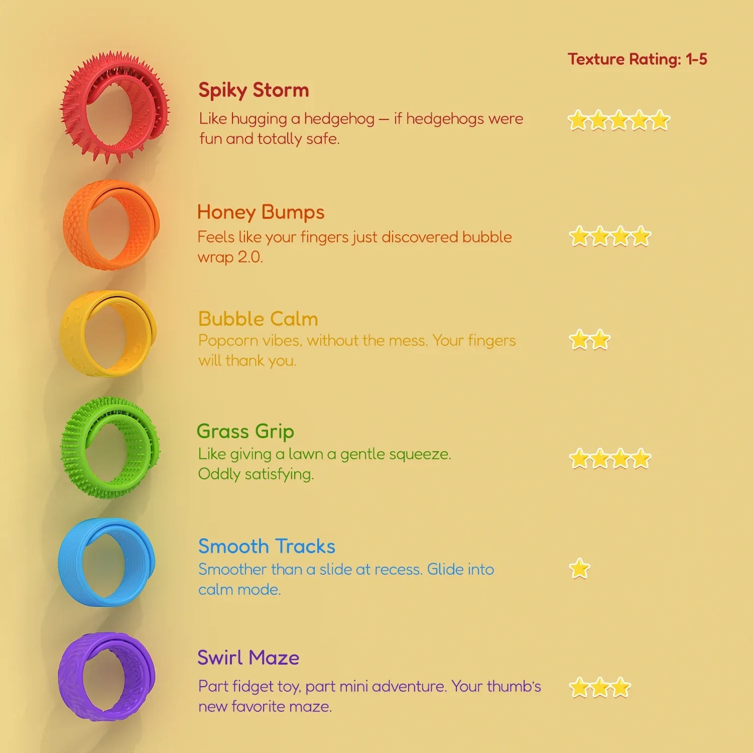 Fidget Toys Slap Bracelets Textured Silicone Sensory Toys for Autism Calming Sensory Toy Stress Fidgets for Adults Office Desk