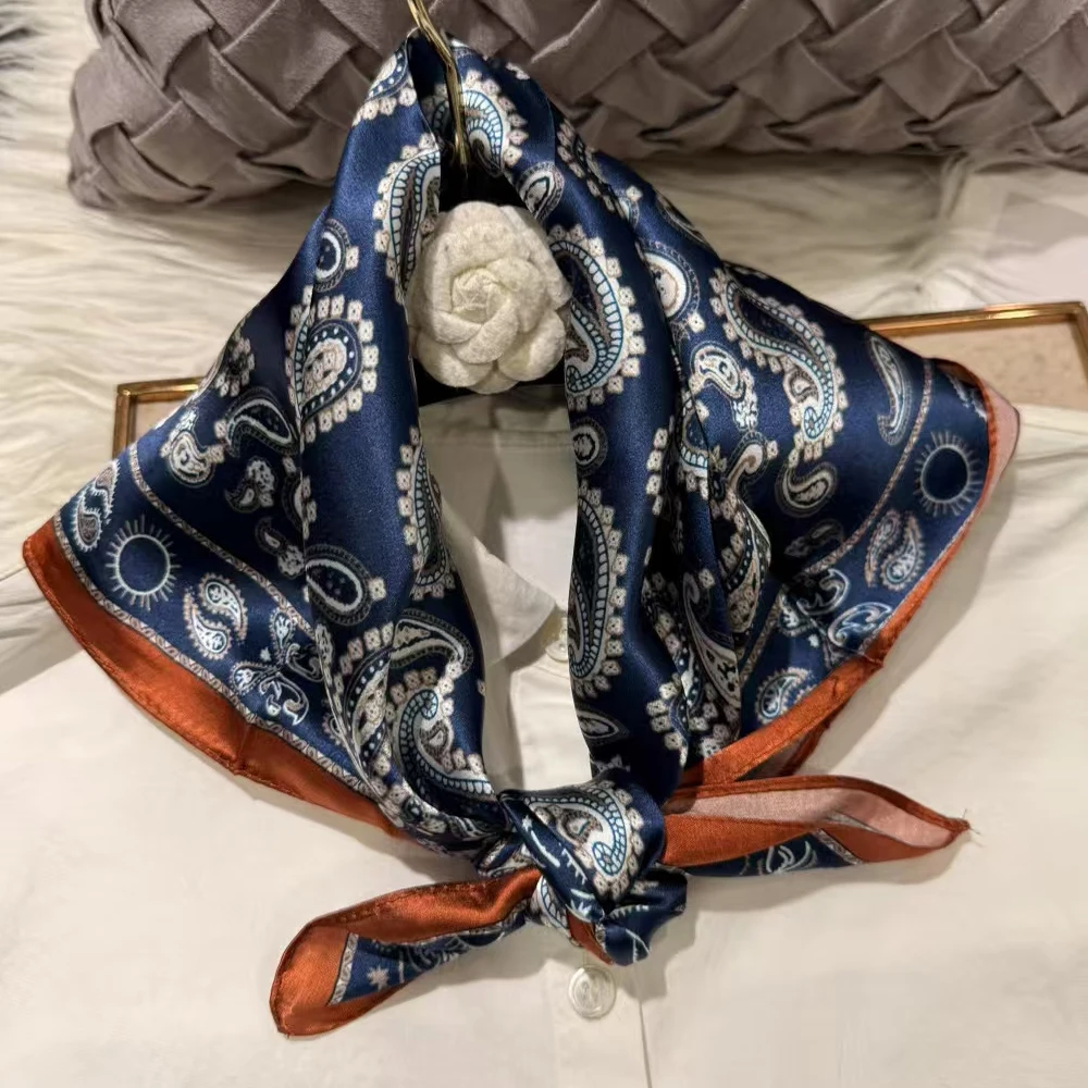 LA FERANI Design Da Donna, Nero, Tinta Unita, Bianco, Elegante Fazzoletto Di Seta, Estivo, 90 X - Foto 12