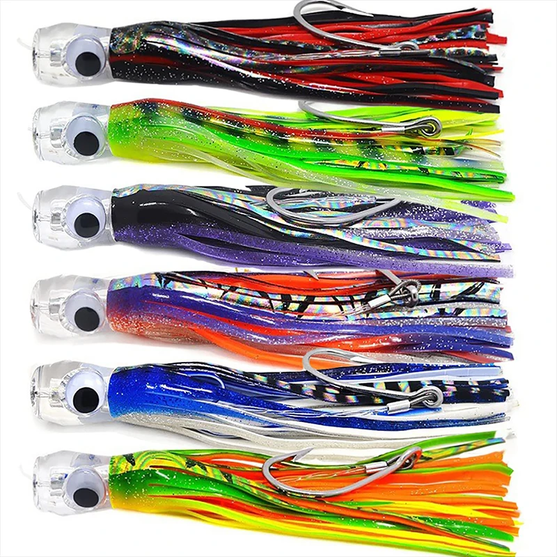 Lot 6 Leurres De Traîne Mer – Gros Thon, Mahi-mahi, Marlin – Hameçons 8/0