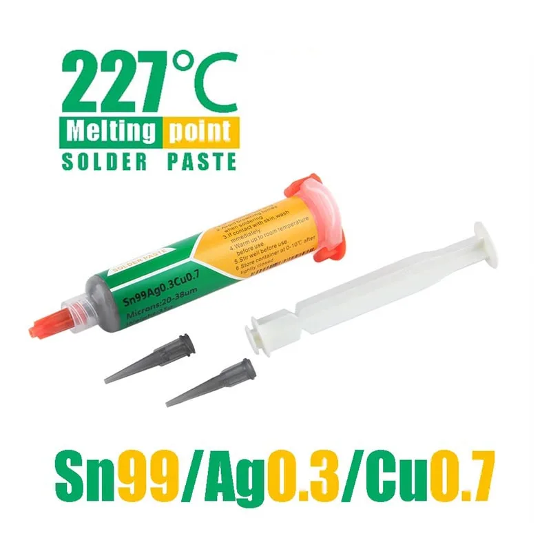 Бессвинцовая паяльная паста с температурой плавления 227 ℃ Sn99Ag0.3Cu0.7 ремонтная для