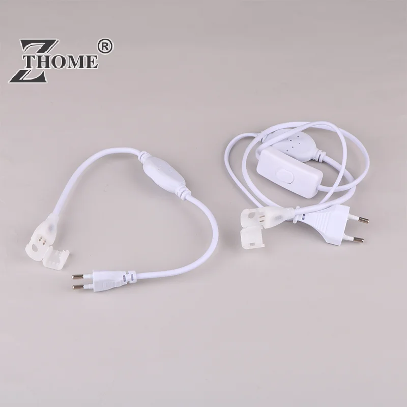 Power Adapter Led Strip Cable Button Light Switch Kit Splitter Connectors Cable EU Plug For 220v COB LED Strip Power Supply Plug Fast Connector With Button Switch Cable For IP67 10mm COB Strip