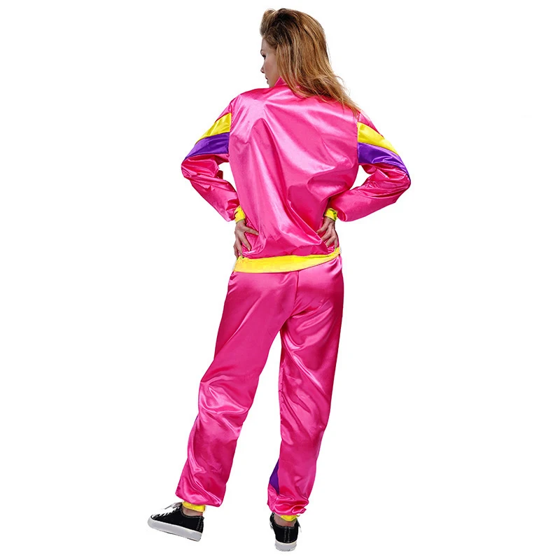 Hippie Costume Shell Suit Party Fancy Dress Up Purim Cosplay Hippy Outfits Halloween Role Play 80's Clothing for Men and Women cosplay costume