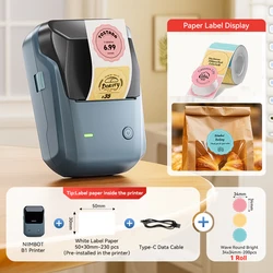 Wireless Thermal Label Printer - Portable Inkless Label Maker for Price Tags and Stickers (D BL - Color - 1Roll)