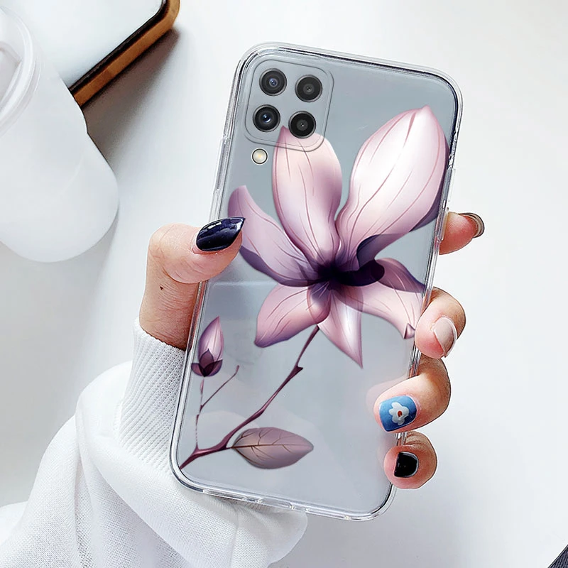 Floral Silicone Transparent Soft Phone Case with TPU Flower Design