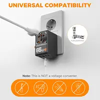 TESSAN 65W GaN International Plug Travel Adapter with USB Type C 140/100/35W Worldwide Universal Power Adapter EU/UK/US/AUS Plug - Image 3