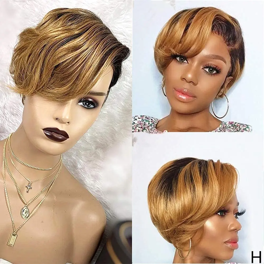 Pixie Cut Lace Front Wigs Human Hair OT27 Color 13x4x1 Lace Front Wigs Human Hair Short Bob Straight