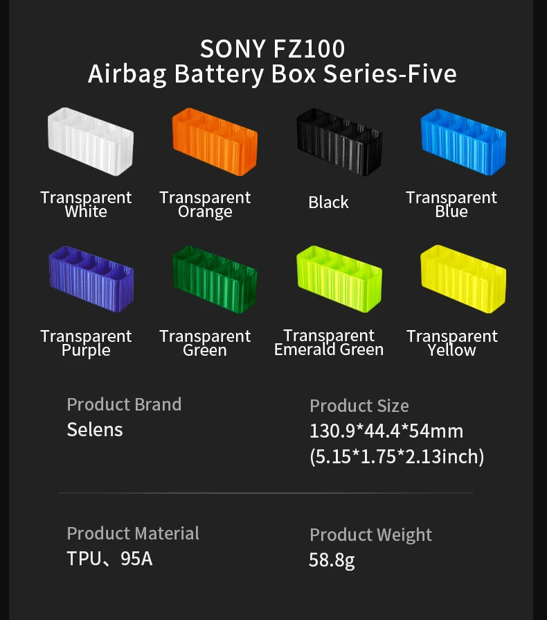 8 Color Camera Battery Case Bag for Sony NP-FZ100 Battery Shockproof TPU Air Bla