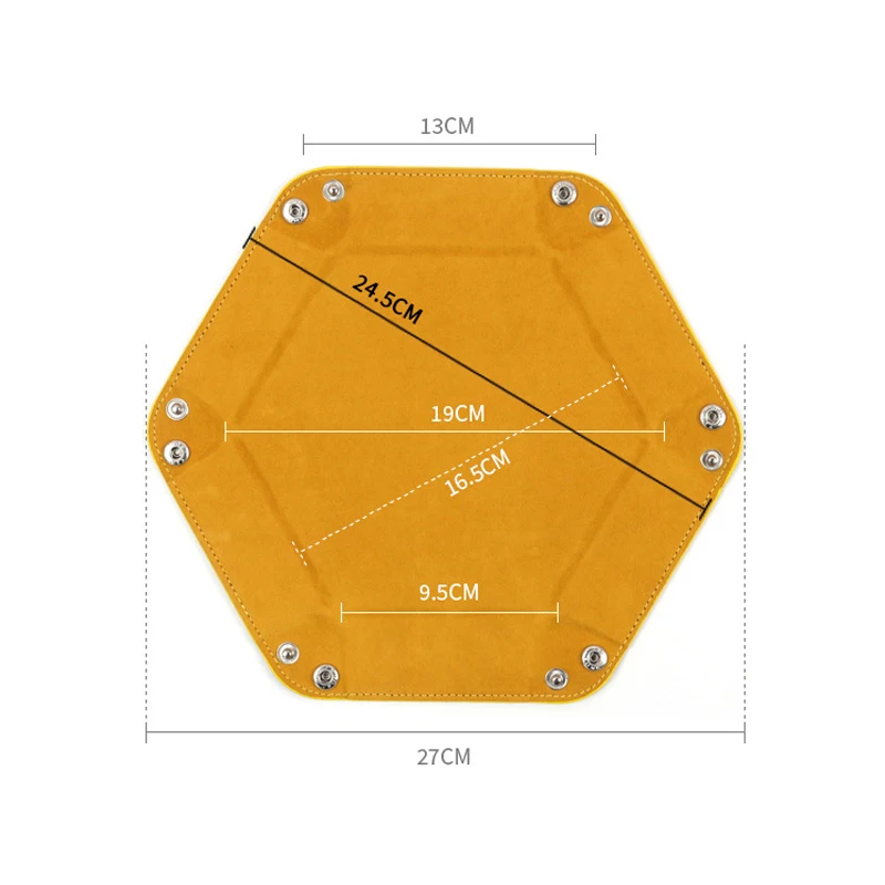 Foldable Hexagonal PU Leather Dice Tray with Flannel Lining - Portable Storage Box for Tabletop Games and Office Accessories