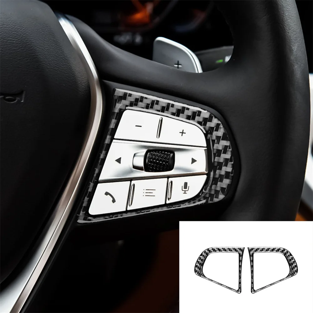 

For BMW New 3 Series G20 G28 325li 330d 335 2019-2021 Carbon Fiber Steering Wheel Button Trim Sticker Car Interior Accessories