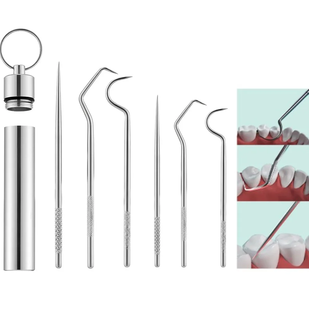 

Multifunctional Toothpick Stainless Steel Toothpick Travel Toothpick Kit Outdoor Fruit Fork Camping Tool Tooth Cleaning Accessor