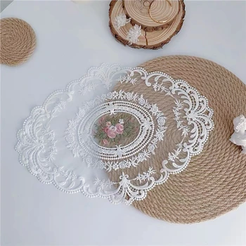 Vintage Lace Coaster Table Cloth Lace Tablecloth Embroidery Placemat Cabinet Furniture Decoration Background Photo Props 1