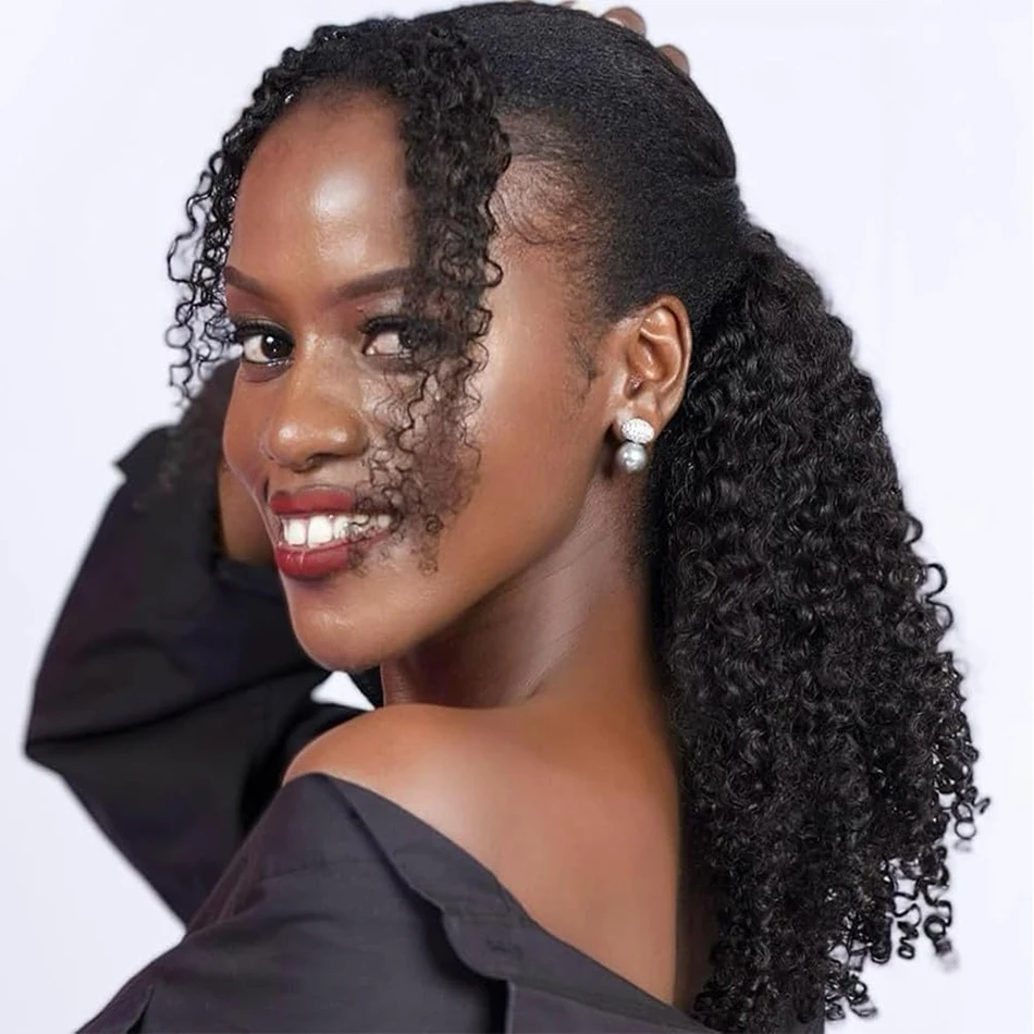 Afro Kinky Curly Bundles Human Hair Bundles Deal Brazilian 1/3 Afro Kinky Curly Hair Extensions Curly Human Hair Weave For Women - 4
