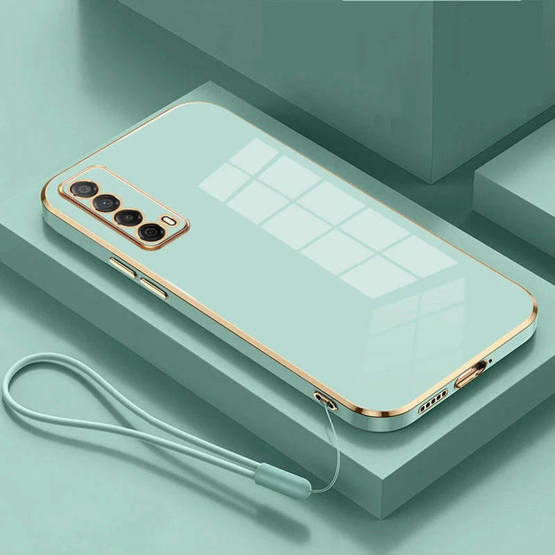 Luxury Square Plating ShockProof Silicone Phone Case Back Cover