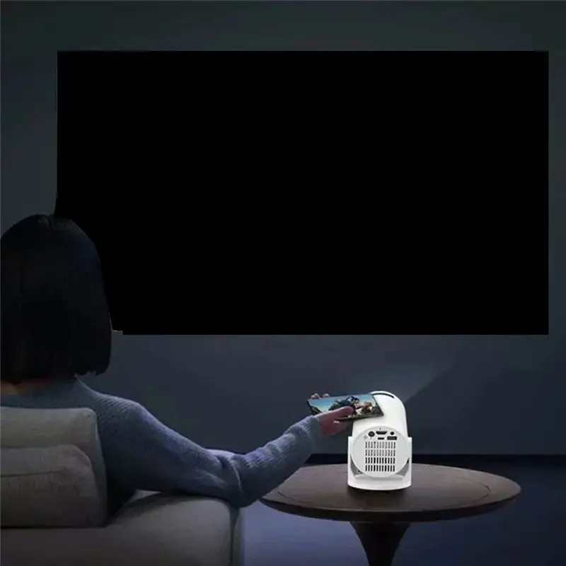 ABKQ-LED 1080P 휴대용 프로젝터 M5 프로젝터 안드로이드 폰용 USB TV 스틱 노트북 EU 플러그